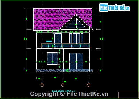 biệt thự 2 tầng mái thái,biệt thự đẹp 2 tầng mái ngói,Biệt thự 2 tầng kích thước 8.1x10.9m,cad biệt thự 2 tầng,bản vẽ autocad biệt thự 2 tầng.